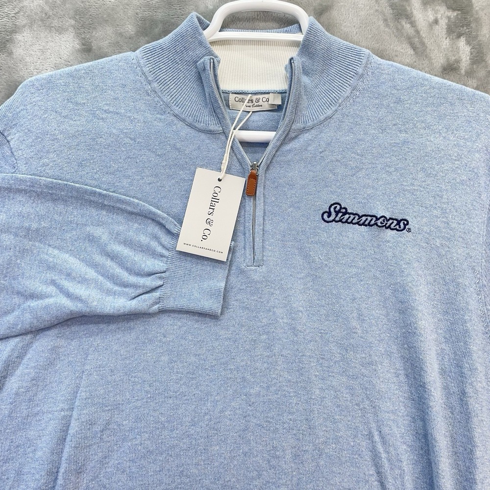 Collars & Co Sweater Men size XL 1/4 Zip Tour Blue Pullover Golf Casual Work